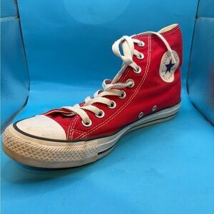 Converse Red High-Top Sneakers, chuck taylor- mens 7, women’s 9 unisex